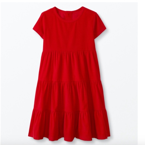 • Hanna Andersson • Corduroy Tiered Swing Short Sleeve Dress Red 4 - Picture 1 of 4